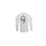 180GSM Lapel Collar Men White Long Sleeve T Shirt With Buttons And Embroidery