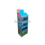 Blue 4 Shelf Point Of Sale Cardboard Display Stands With Clear Lips
