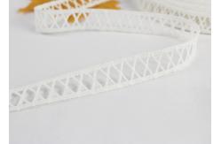 China White Narrow Water Soluble Polyester Flat Lace Trim With Simple X Design supplier