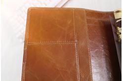 China 142x208mm Genuine leather  snap fastener customized design Refillable 6 Ring Binder organizer supplier