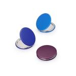 Customized Round PU Pocket Mirror Compact Cosmetic Mirror With 1X/2X Magnification for sale