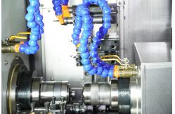 China Metal Industrial Double Spindle Cnc Turning Machine FANUC Control System supplier