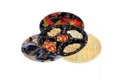 China Clear Plastic Sushi Box Black Pattern Golden Maple Leaf 5 Compartments With Lid supplier