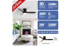 China 42 Inch Black Flushed Mounted Bedroom Samrt Home Ceiling Fan With Lights supplier