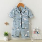 Cartoon Elephant Print Pyjamas Breathable 2 Piece Button Up Pajamas for sale