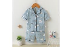China Cartoon Elephant Print Pyjamas Breathable 2 Piece Button Up Pajamas supplier