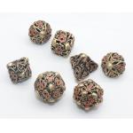 Antiwear Portable Tiny Metal Dice , Durable Gemstone Polyhedral Dice Set for sale