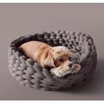 Lucky Monet Cotton Knitted Cat Bed Basket Warm Soft Woven Cat Nest Cozy Cuddler for sale