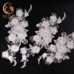 20％ Polyester French Lace Trim 3D Flower Tulle Embroidered For Dress for sale
