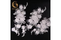 China 25cm Width Fashion Lace Trim Polyester 3D Embroidered Flower Trim For Wedding supplier