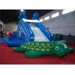 outdoor inflatable blue slide with green turtle pool for sale