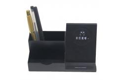 China ABS Material Leather Pen Holder Custom Logo Ultraportable Nontoxic With LED Lights supplier