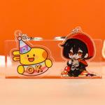 Durable Acrylic Transparent Keychain Simple Cartoon Promotional Printed With Metal Ring