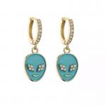 Personalized Rhinestone Huggie Earrings Enamel Alien Dangle Earrings
