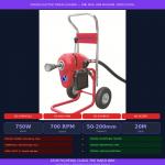 China STB200 Electric Drain Cleaner Machine 50-200mm 750W 700RPM 20M Cable Portable One-Man Pipe Sewer Snake for Blockage manufacturer