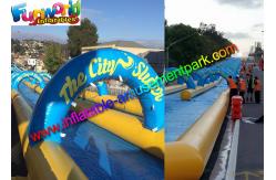China Giant 100M Famous Inflatable Big Water Slide , Inflatable City Slide  For Summer supplier