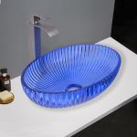 Luxury Glass Vessel Basins No Overflow No Hole Faucet Mounting Countertop Mounted Wash Basins for sale