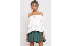 China Womens Tops Blouses 2018 Off Shoulder Ruffle Top In White supplier