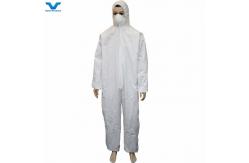 China White Disposable Hooded Coverall For Water Proof Function Polyethylene Material supplier