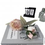 Decorative flowers with artificial rose ornaments