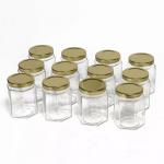 730ml Polygon Hexagon Glass Storage Bottles Embossed For Chili Sauce Pickle for sale