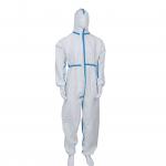 Disposable Use Protective Blue Tape Hooded Coverall With Elastic Wrist / Ankle / Waist