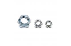 China GB6178 Slotted And Castle Hexagon Nut Blue White Zinc Plated supplier