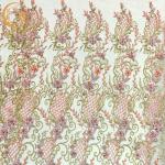 Pink 3D Applique French Lace Fabric For Wedding Party for sale