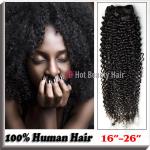 Natural Black 100 Indian Remy Hair Extensions 14 - 28 , Kinky Curly Human Hair for sale