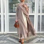 Solid Color Cardigan Soft Elegant Big Size Muslim Long Skirt Chiffon Clothes for sale