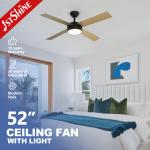 1stshine Home Office LED Ceiling Fan with Thin Wood Blades and Remote 1stshine Logo for sale