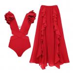 Vibrant Padded Swimsuit Set Three Nylon Swimwear For Beach And Pool