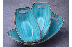 China Nordic Style 9.25 11.25 Ceramic Dinner Plate With Handle supplier