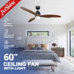 New Arrival DC Motor 3 Solid Blades Decorative Led Ceiling Fan With Light for sale