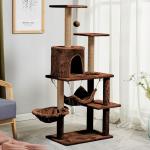 Cat Scratching Tree Natural Multi-level Platform Wooden  Cat Tree With Hammock for sale