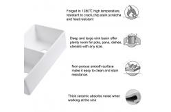 China 33 Inch Undermount Farmhouse Bathroom Double Sink White Big Ceramic Kitchen supplier