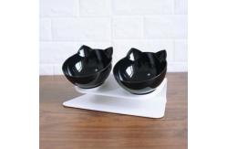 China Sustainable Customized Ceramic Double Cat Bowl Multifunctional supplier