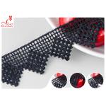Black French Venice Guipure Lace Trim With Chemical Polyester Fiber Azo Free Dye for sale