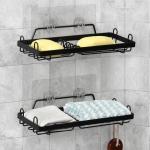 Rustproof and Fast Draining 2 Pack Shower Soap Holder with Hooks for Kitchen and Bathroom for sale
