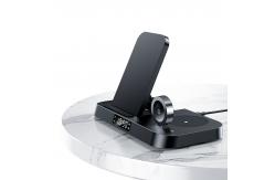 China 15W Qi Collapsible Wireless Charger Station 275g Alarm Clock Charging Dock supplier