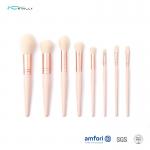 Custom 8PCS Travel Makeup Brush Set Wooden Handle And Nylon Hair for sale