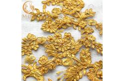 China MDX Golden Sequin Net Embroidery Lace 135cm Width For Textile supplier