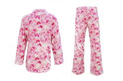 China 100% Cotton Flannel Button Up Womens Pyjama Sets With Piping And Long Pants supplier