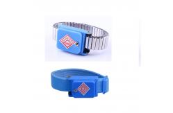 China Electronic Grounding ESD Wired Antistatic Wrist Strap Red Cable Fabric Polyester supplier