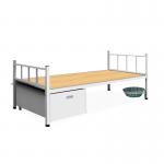 Powder Coated Sturdy Army Gray Green Color Steel Bed With Bottom Locker for sale