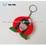 OEM Funny Red Peach Shaped Musical Keyring , Custom Talking Keychain