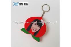 China OEM Funny Red Peach Shaped Musical Keyring , Custom Talking Keychain supplier