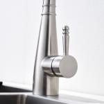 Solid Stainless Steel High Arc Kitchen Faucet Gooseneck Dual Mode Spray Head for sale