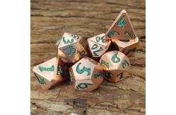 China Wear Resistant Custom Metal Dice Polyhedral Seven Dice RPG Copper material Green supplier