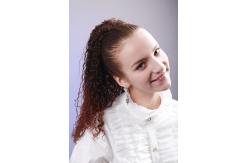 China Light Brown Curly Human Pony Tail Wigs and Extension for Lady supplier